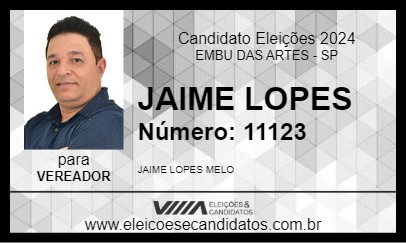 Candidato JAIME LOPES 2024 - EMBU DAS ARTES - Eleições