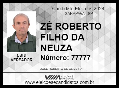 Candidato ZÉ ROBERTO FILHO DA NEUZA 2024 - IGARAPAVA - Eleições