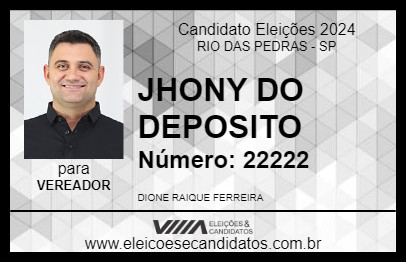 Candidato JHONY DO DEPOSITO 2024 - RIO DAS PEDRAS - Eleições