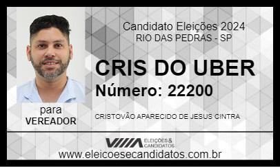 Candidato CRIS DO UBER 2024 - RIO DAS PEDRAS - Eleições