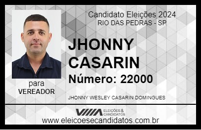 Candidato JHONNY CASARIN 2024 - RIO DAS PEDRAS - Eleições