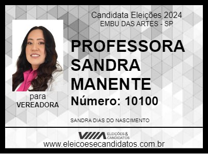 Candidato PROFESSORA SANDRA MANENTE 2024 - EMBU DAS ARTES - Eleições