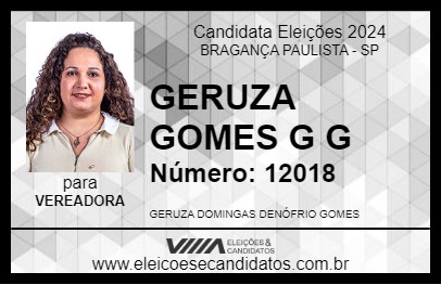 Candidato GERUZA GOMES G G 2024 - BRAGANÇA PAULISTA - Eleições