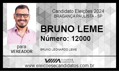 Candidato BRUNO LEME 2024 - BRAGANÇA PAULISTA - Eleições