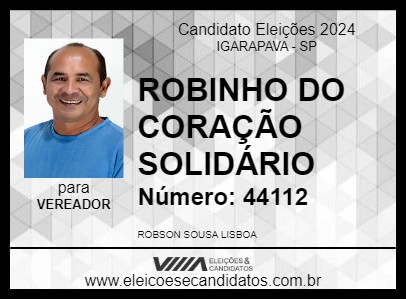 Candidato ROBINHO DO CORAÇÃO SOLIDÁRIO 2024 - IGARAPAVA - Eleições