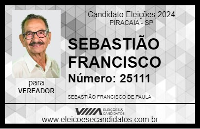 Candidato SEBASTIÃO FRANCISCO 2024 - PIRACAIA - Eleições