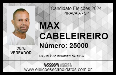 Candidato MAX CABELEIREIRO 2024 - PIRACAIA - Eleições