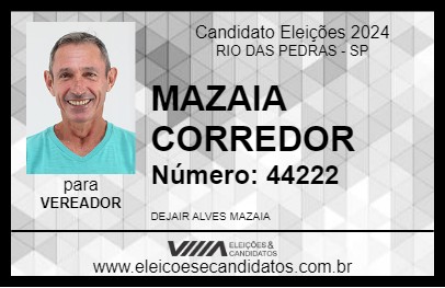 Candidato MAZAIA CORREDOR 2024 - RIO DAS PEDRAS - Eleições