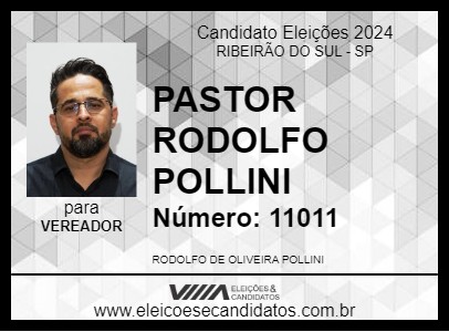 Candidato PASTOR RODOLFO POLLINI 2024 - RIBEIRÃO DO SUL - Eleições