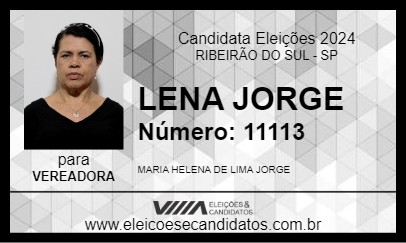 Candidato LENA JORGE 2024 - RIBEIRÃO DO SUL - Eleições