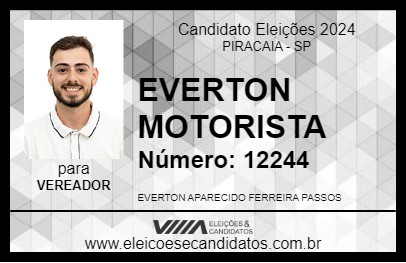 Candidato EVERTON MOTORISTA 2024 - PIRACAIA - Eleições