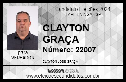 Candidato CLAYTON GRAÇA 2024 - ITAPETININGA - Eleições