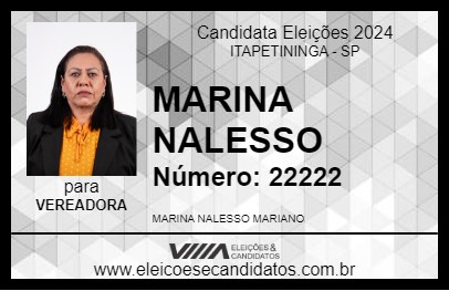 Candidato MARINA NALESSO 2024 - ITAPETININGA - Eleições