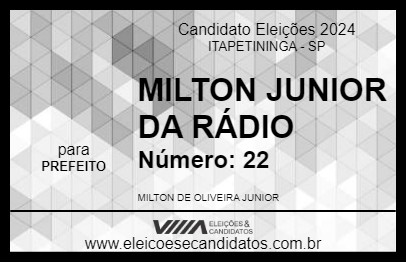 Candidato MILTON JUNIOR DA RÁDIO 2024 - ITAPETININGA - Eleições