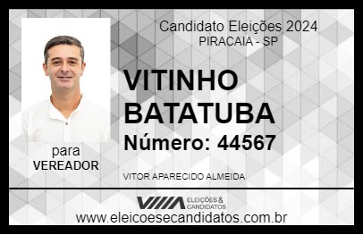 Candidato VITINHO BATATUBA 2024 - PIRACAIA - Eleições