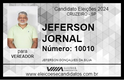 Candidato JEFERSON JORNAL 2024 - CRUZEIRO - Eleições