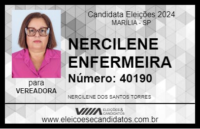 Candidato NERCILENE ENFERMEIRA 2024 - MARÍLIA - Eleições