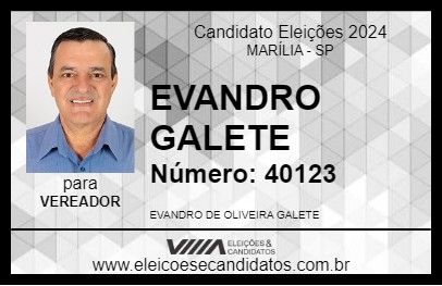 Candidato EVANDRO GALETE 2024 - MARÍLIA - Eleições