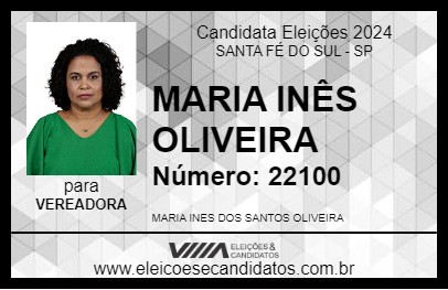 Candidato MARIA INÊS OLIVEIRA 2024 - SANTA FÉ DO SUL - Eleições