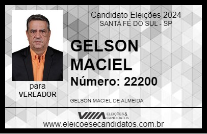 Candidato GELSON MACIEL 2024 - SANTA FÉ DO SUL - Eleições