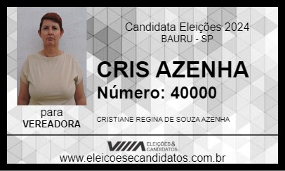 Candidato CRIS AZENHA 2024 - BAURU - Eleições