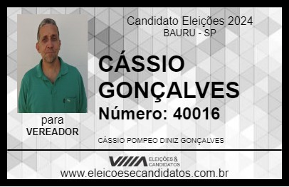 Candidato CÁSSIO GONÇALVES 2024 - BAURU - Eleições