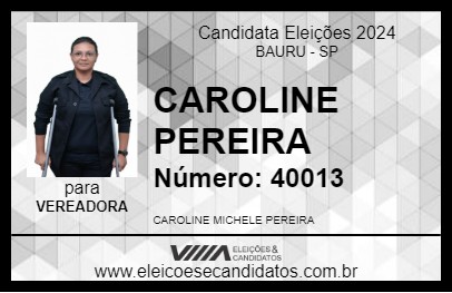 Candidato CAROLINE PEREIRA 2024 - BAURU - Eleições