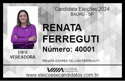 Candidato RENATA FERREGUTI 2024 - BAURU - Eleições