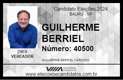 Candidato GUILHERME BERRIEL 2024 - BAURU - Eleições