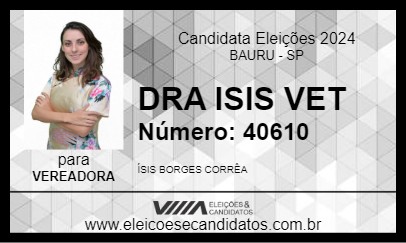 Candidato DRA ISIS VET 2024 - BAURU - Eleições