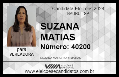 Candidato SUZANA MATIAS 2024 - BAURU - Eleições