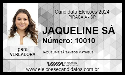 Candidato JAQUELINE SÁ 2024 - PIRACAIA - Eleições