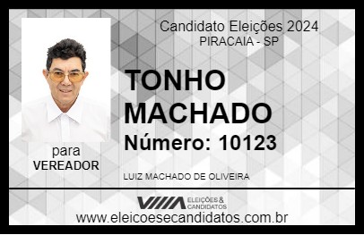 Candidato TONHO MACHADO 2024 - PIRACAIA - Eleições