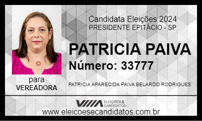 Candidato PATRICIA PAIVA 2024 - PRESIDENTE EPITÁCIO - Eleições