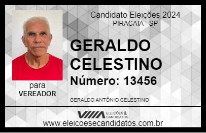 Candidato GERALDO CELESTINO 2024 - PIRACAIA - Eleições