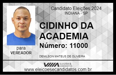 Candidato CIDINHO DA ACADEMIA 2024 - INDIANA - Eleições