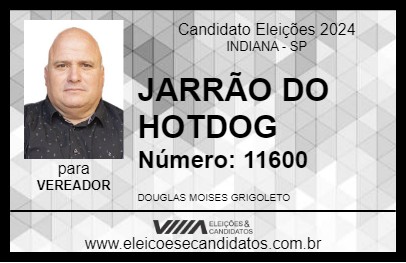 Candidato JARRÃO DO HOTDOG 2024 - INDIANA - Eleições