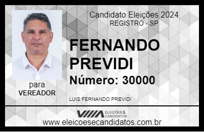 Candidato FERNANDO PREVIDI 2024 - REGISTRO - Eleições