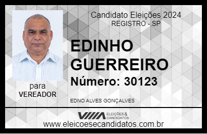 Candidato EDINHO GUERREIRO 2024 - REGISTRO - Eleições