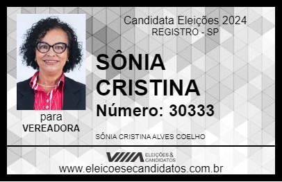 Candidato SÔNIA CRISTINA 2024 - REGISTRO - Eleições