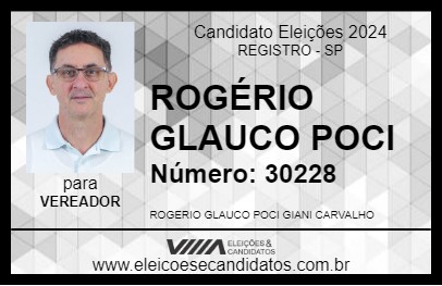 Candidato ROGÉRIO GLAUCO POCI 2024 - REGISTRO - Eleições