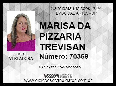 Candidato MARISA DA PIZZARIA TREVISAN 2024 - EMBU DAS ARTES - Eleições