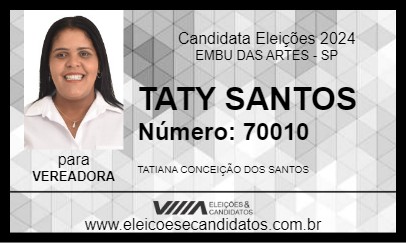 Candidato TATY SANTOS 2024 - EMBU DAS ARTES - Eleições