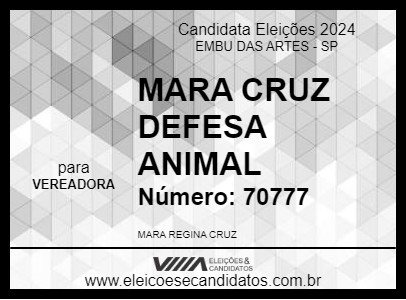 Candidato MARA CRUZ DEFESA ANIMAL 2024 - EMBU DAS ARTES - Eleições