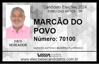 Candidato MARCÃO DO POVO 2024 - EMBU DAS ARTES - Eleições