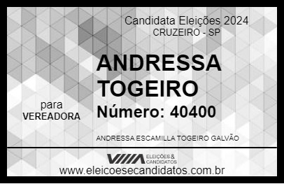 Candidato ANDRESSA TOGEIRO 2024 - CRUZEIRO - Eleições