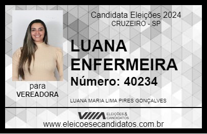 Candidato LUANA ENFERMEIRA 2024 - CRUZEIRO - Eleições