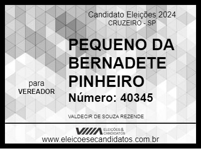 Candidato PEQUENO DA BERNADETE PINHEIRO 2024 - CRUZEIRO - Eleições