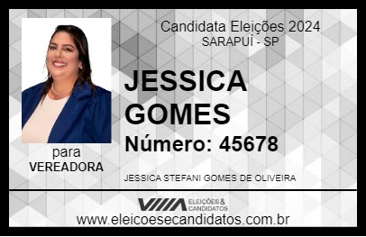 Candidato JESSICA GOMES 2024 - SARAPUÍ - Eleições