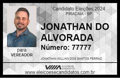 Candidato JONATHAN DO ALVORADA 2024 - PIRACAIA - Eleições